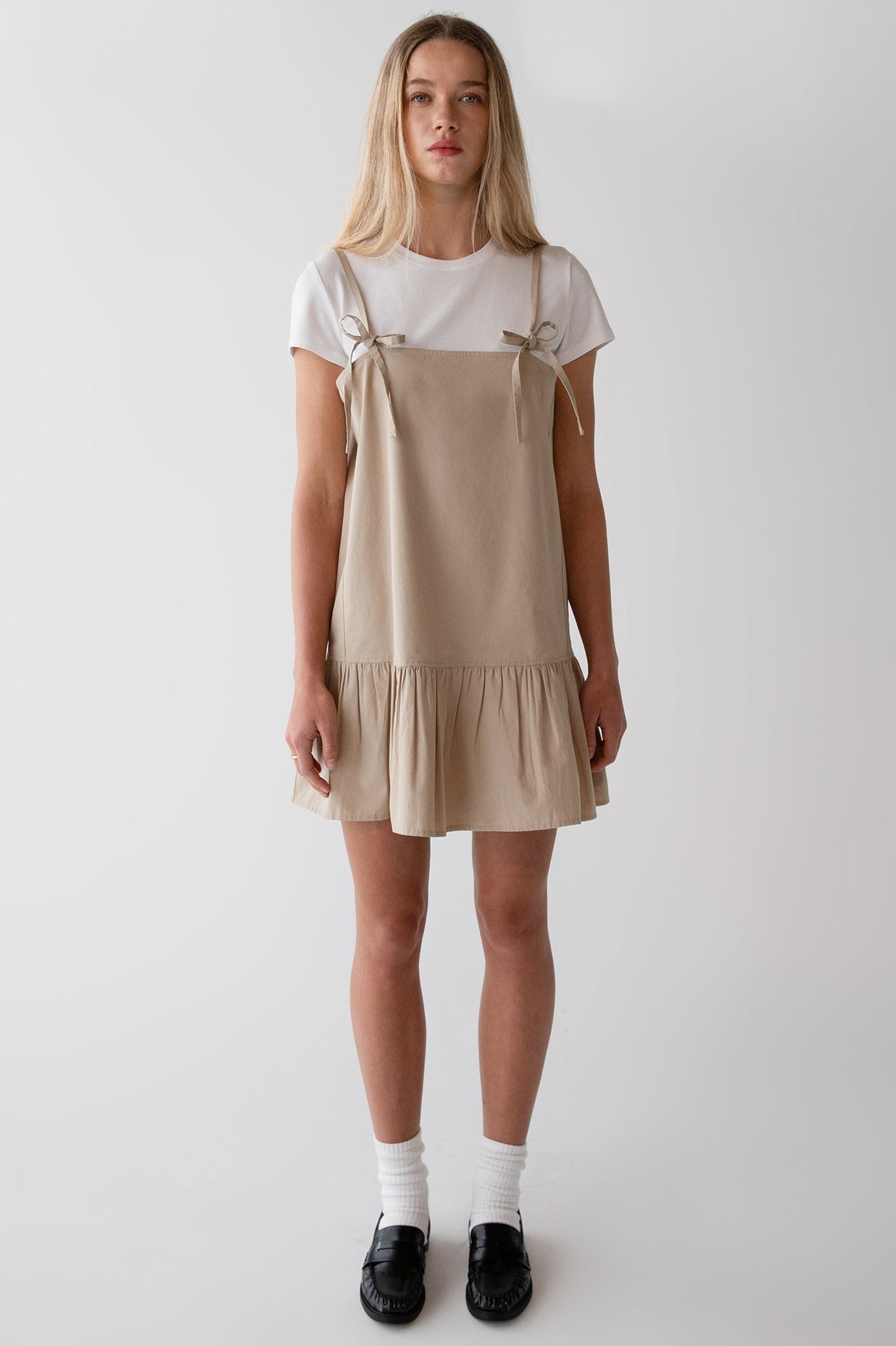 POPLIN MINI DRESS WITH BOW DETAILS