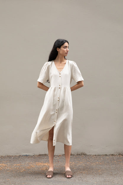 BUTTON FRONT MIDI DRESS