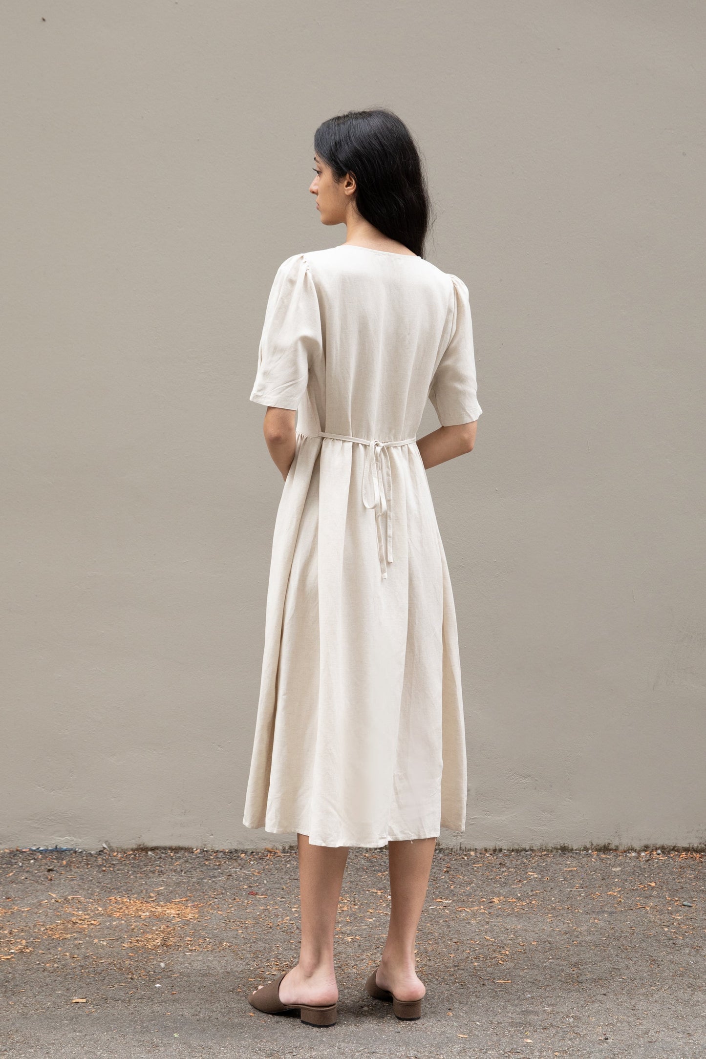 BUTTON FRONT MIDI DRESS