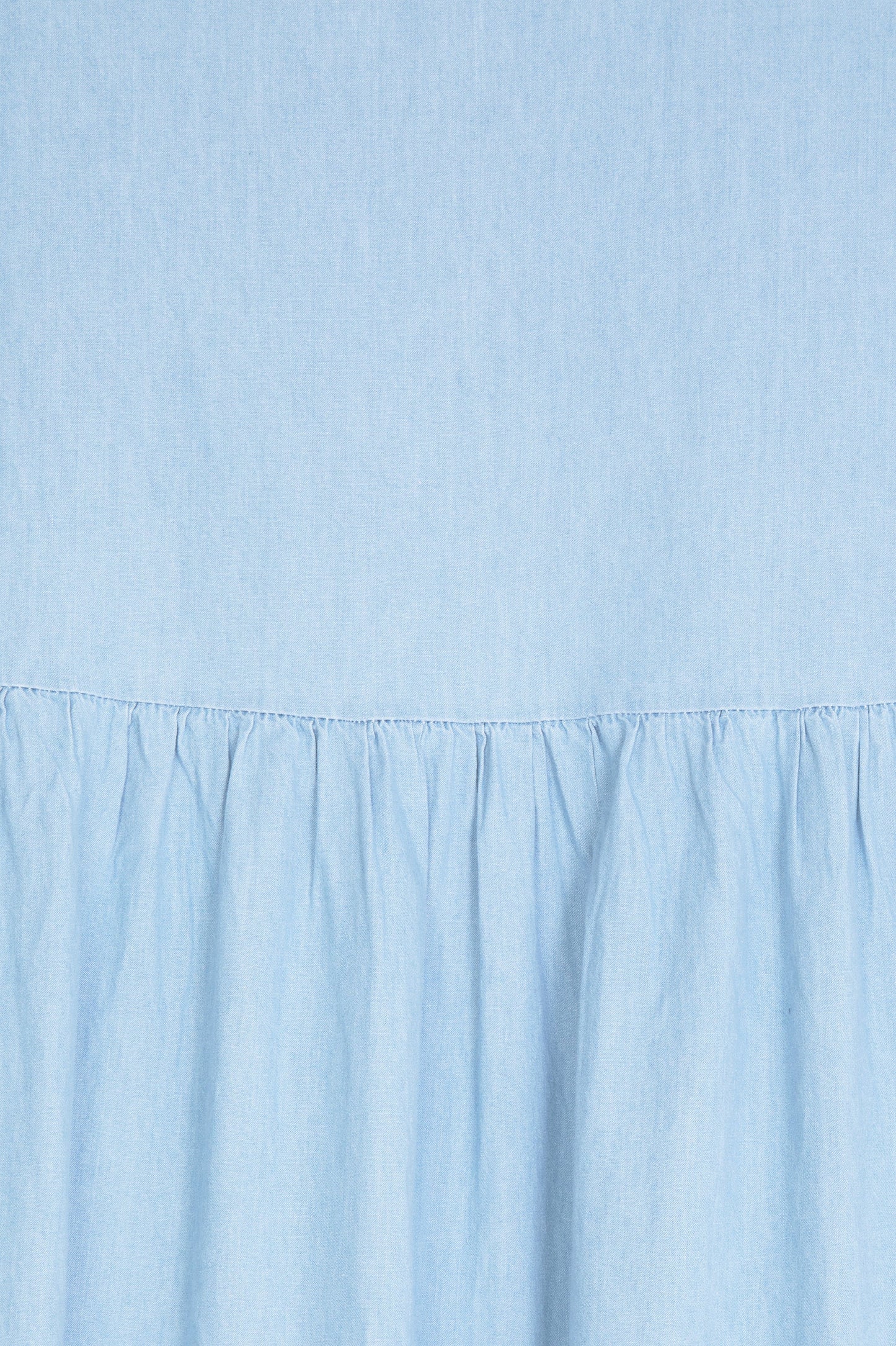 DENIM TIERED MIDI DRESS