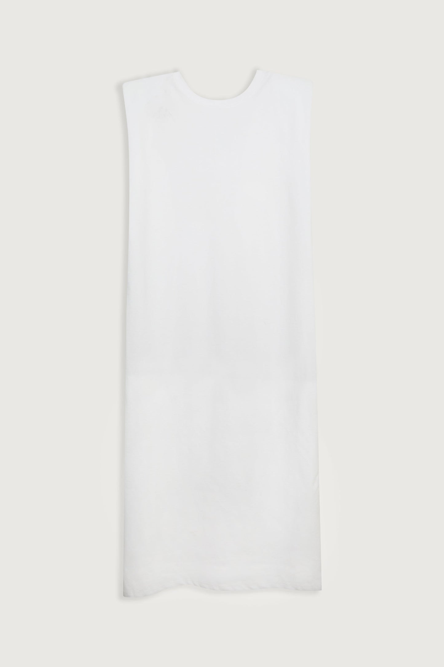 PADDED SHOULDER MIDI DRESS