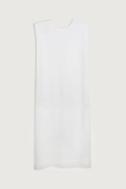 PADDED SHOULDER MIDI DRESS
