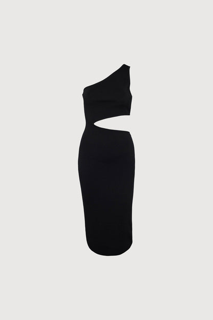 ONE SHOULDER MIDI DRESS WITH CUTOUT