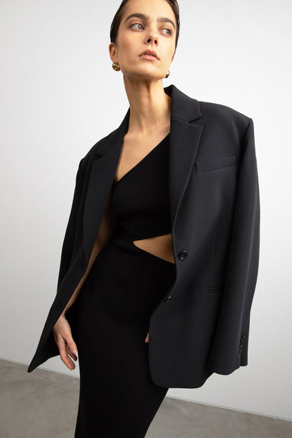 ONE SHOULDER MIDI DRESS WITH CUTOUT