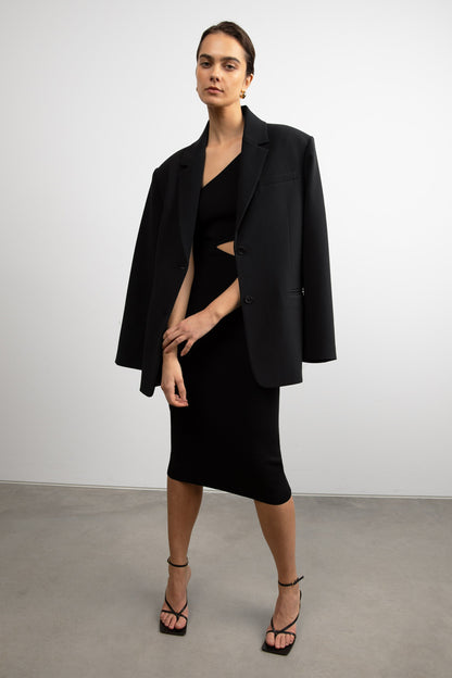 ONE SHOULDER MIDI DRESS WITH CUTOUT