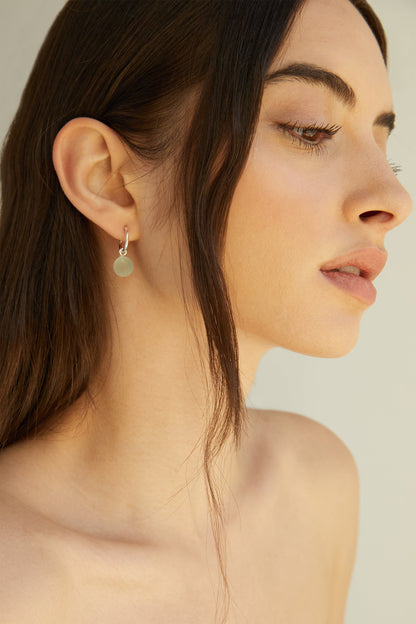 HOOP EARRING WITH STONE DROP