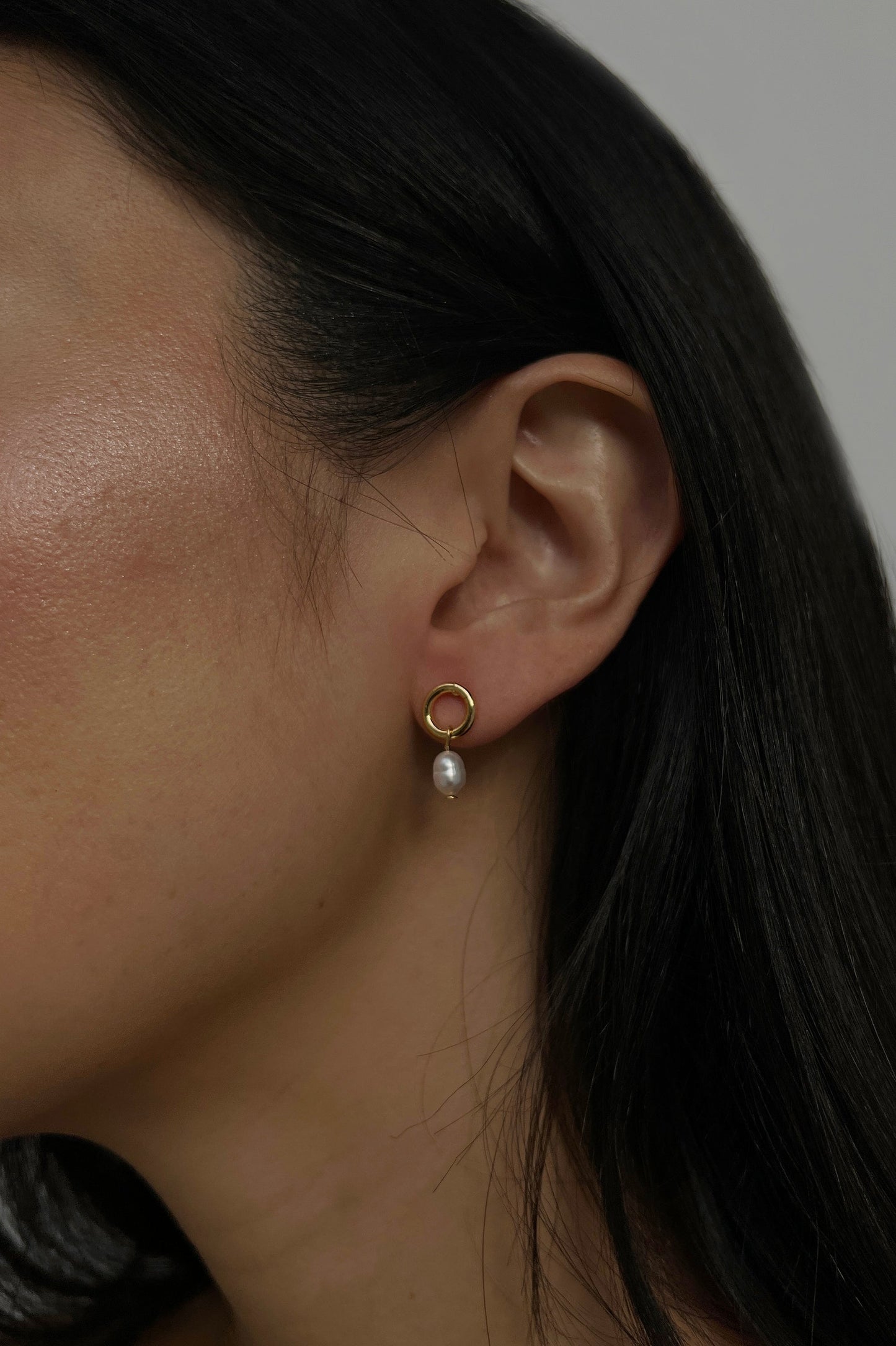 PEARL DROP HOOP EARRING