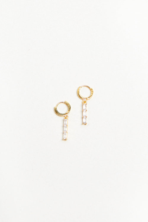 HOOP EARRING WITH STONED BAR PENDANT