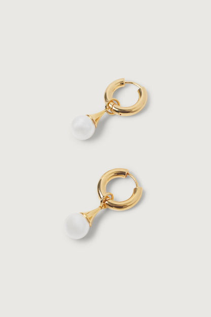 PEARL DROP HOOP EARRING