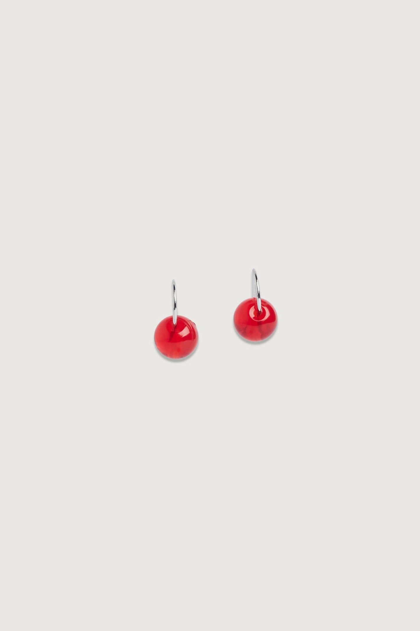 RED BEAD HOOP EARRING