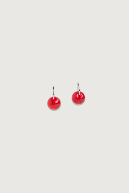 RED BEAD HOOP EARRING