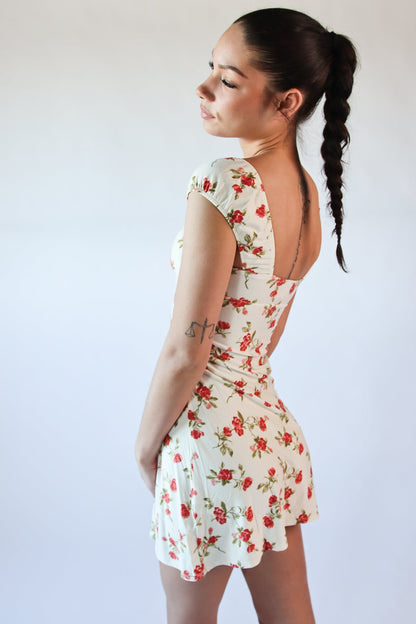 Floral Lace Trim Mini Dress