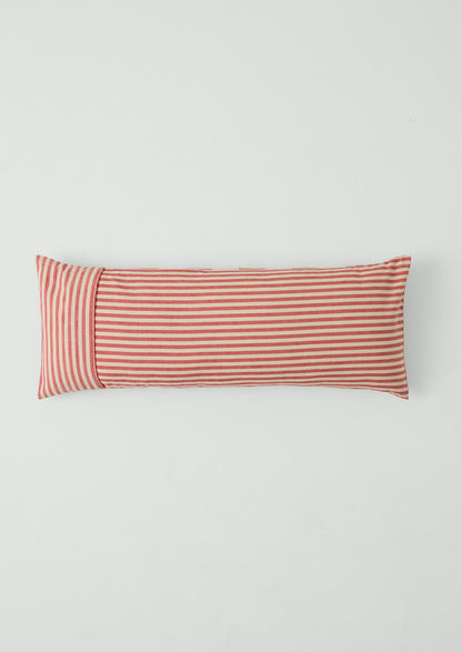Market Stripe Hand Woven Bolster Cushion | Bright Red/Ecru