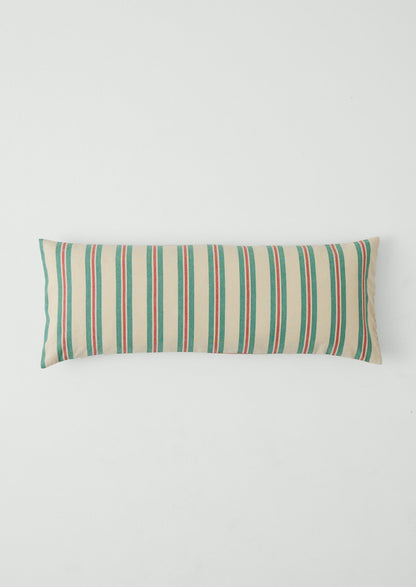 Market Stripe Hand Woven Bolster Cushion | Basil/Poppy