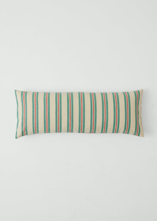 Market Stripe Hand Woven Bolster Cushion | Basil/Poppy