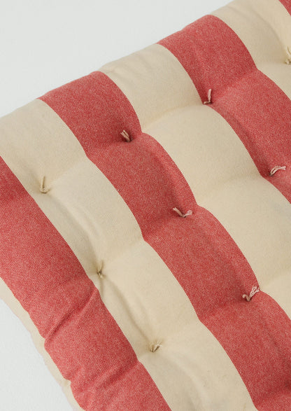 Market Stripe Hand Woven Seat Pad | Bright Red/Ecru