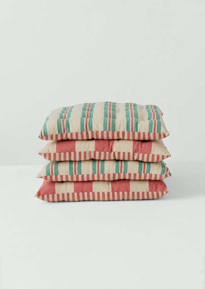 Market Stripe Hand Woven Seat Pad | Bright Red/Ecru