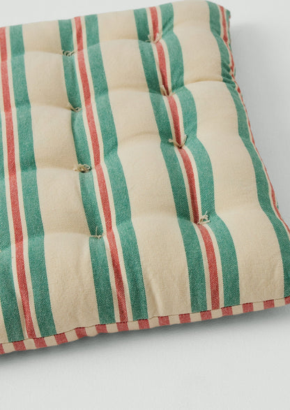 Market Stripe Hand Woven Seat Pad | Basil/Poppy