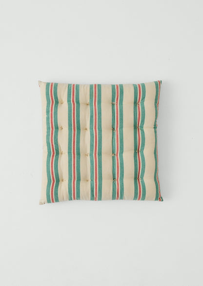 Market Stripe Hand Woven Seat Pad | Basil/Poppy