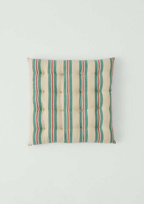 Market Stripe Hand Woven Seat Pad | Basil/Poppy