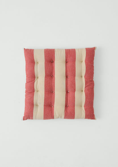 Market Stripe Hand Woven Seat Pad | Bright Red/Ecru