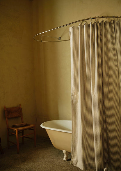 Organic Ticking Stripe Shower Curtain | Ecru/Graphite