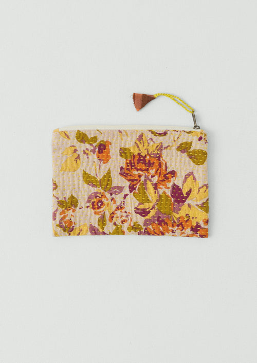 Remnant Fabric Kantha Pouch | Rose/Mimosa