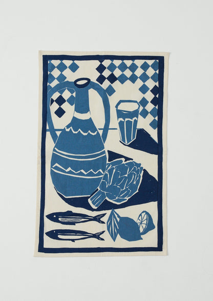 Provence Still Life Print Tea Towel | Ecru/Multi Blue