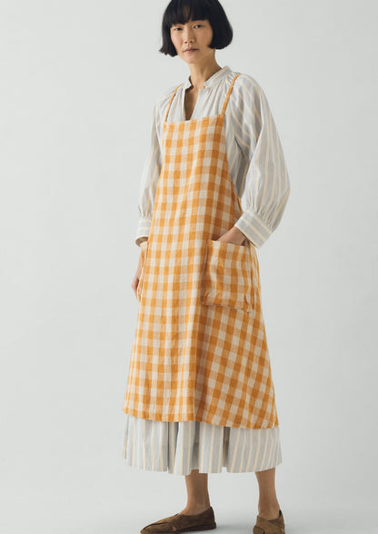 Orchard Check Cross Back Linen Cotton Apron | Mist/Cider