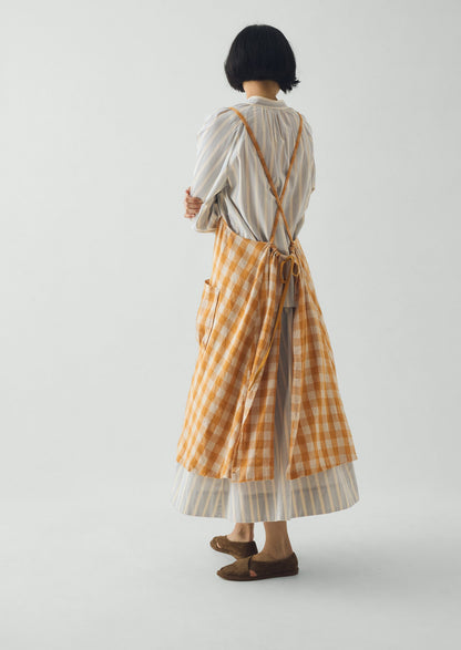 Orchard Check Cross Back Linen Cotton Apron | Mist/Cider