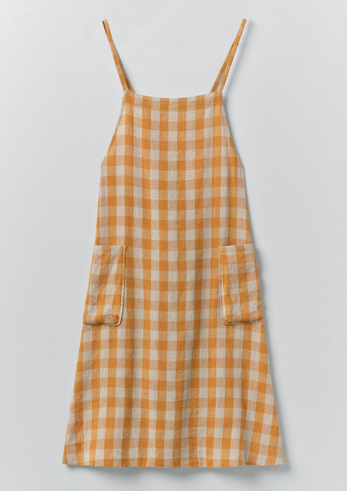 Orchard Check Cross Back Linen Cotton Apron | Mist/Cider