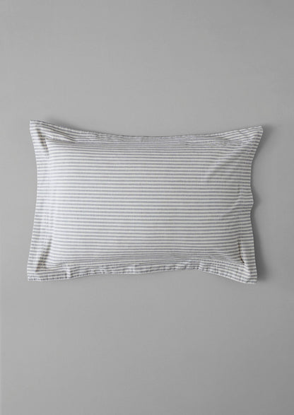 Ticking Stripe Cotton Oxford Pillowcase | Ecru/Graphite