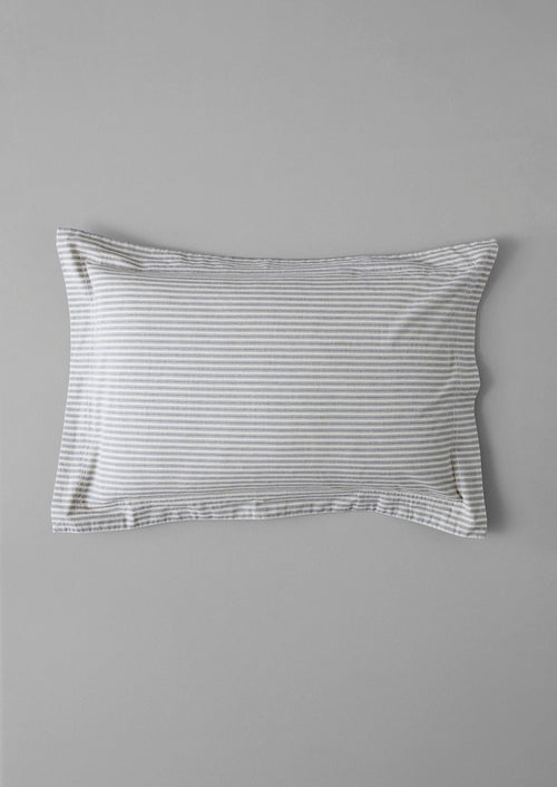 Ticking Stripe Cotton Oxford Pillowcase | Ecru/Graphite