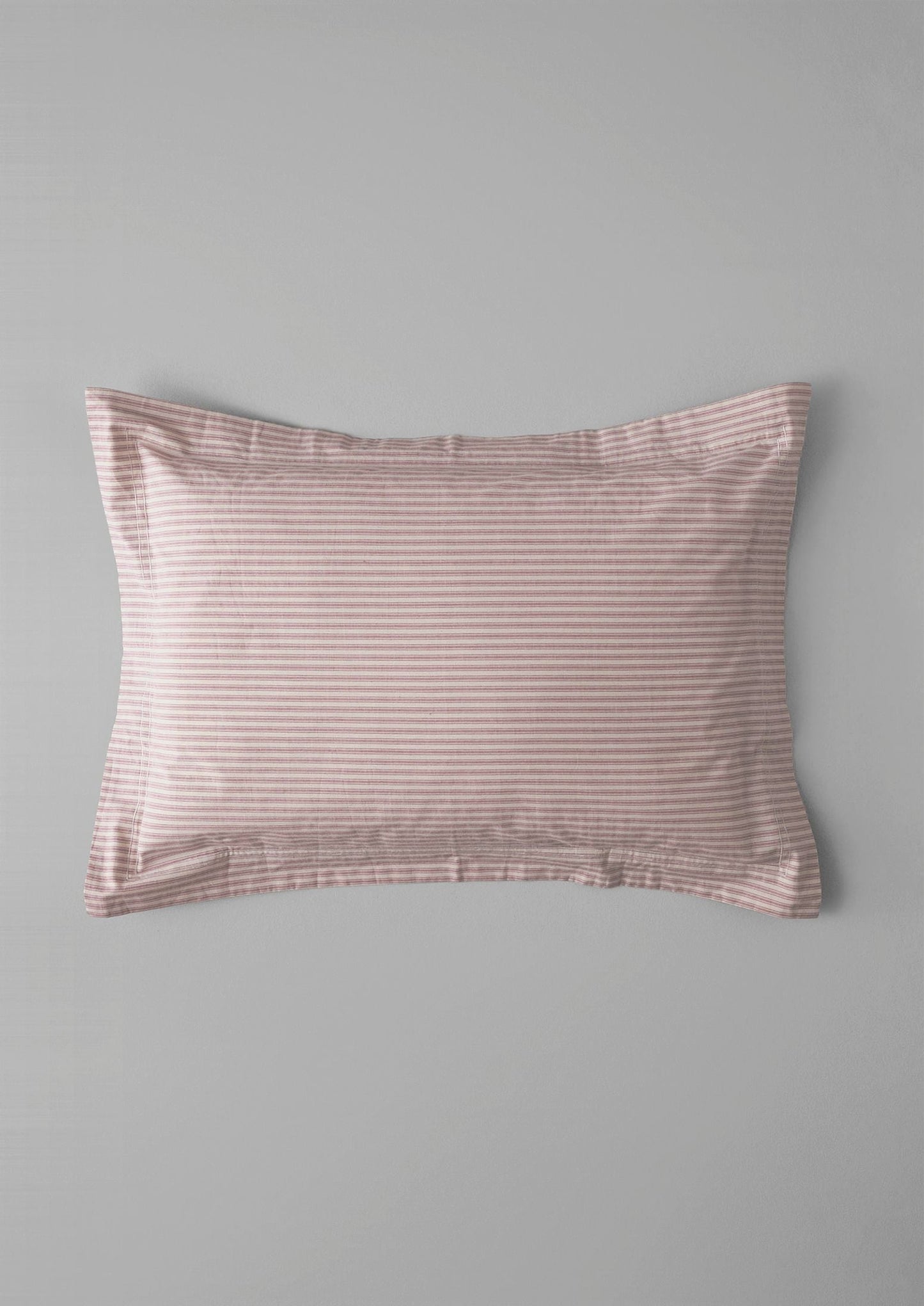 Ticking Stripe Cotton Oxford Pillowcase | Ecru/Rose