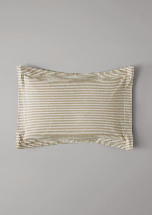 Ticking Stripe Cotton Oxford Pillowcase | Ecru/Straw