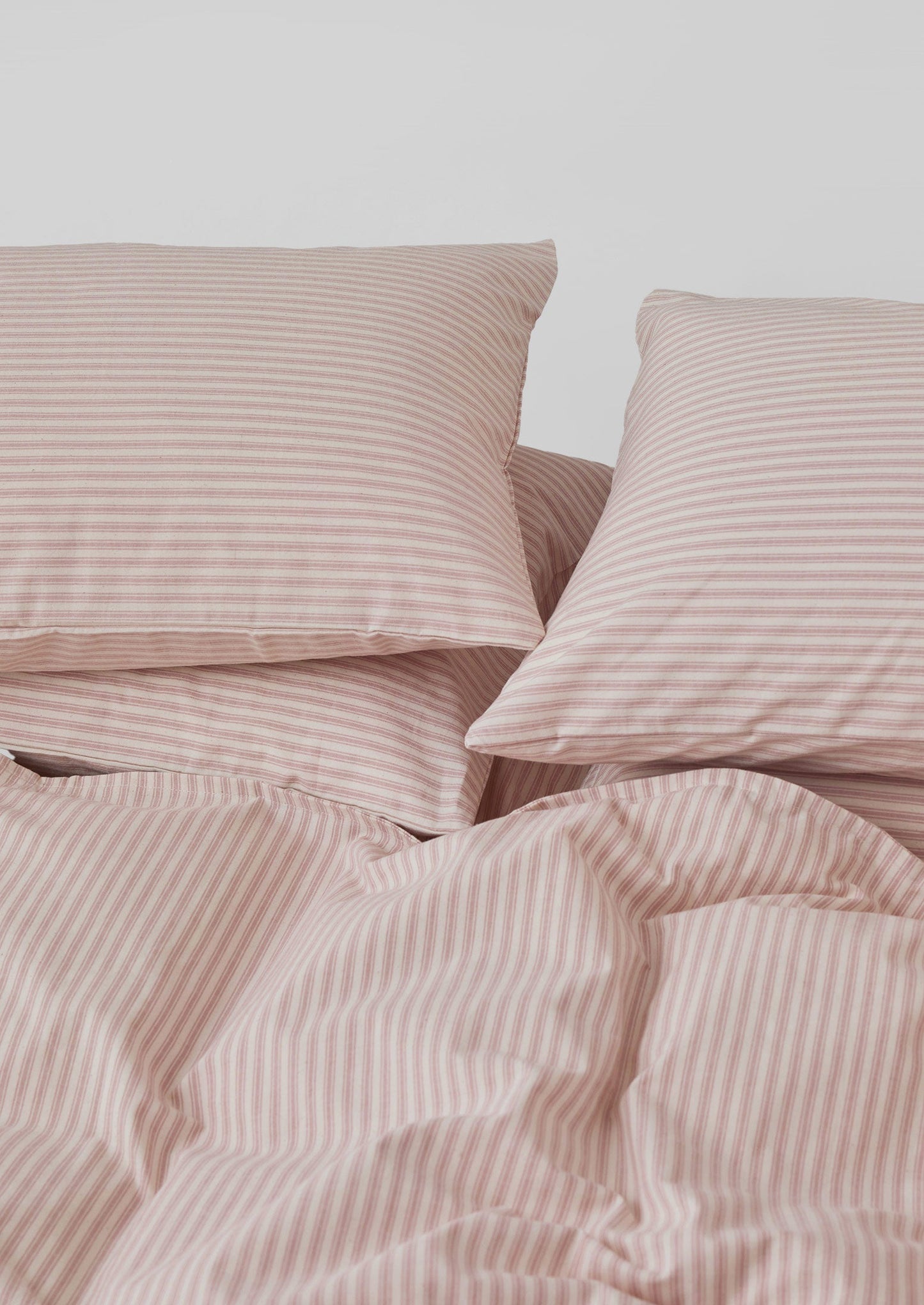 Ticking Stripe Cotton Housewife Pillowcase | Ecru/Rose