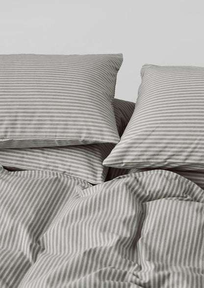 Ticking Stripe Cotton Housewife Pillowcase | Ecru/Graphite