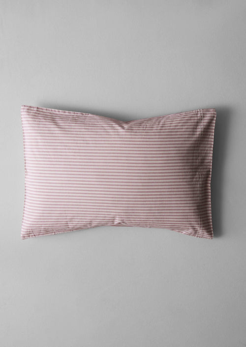 Ticking Stripe Cotton Housewife Pillowcase | Ecru/Rose