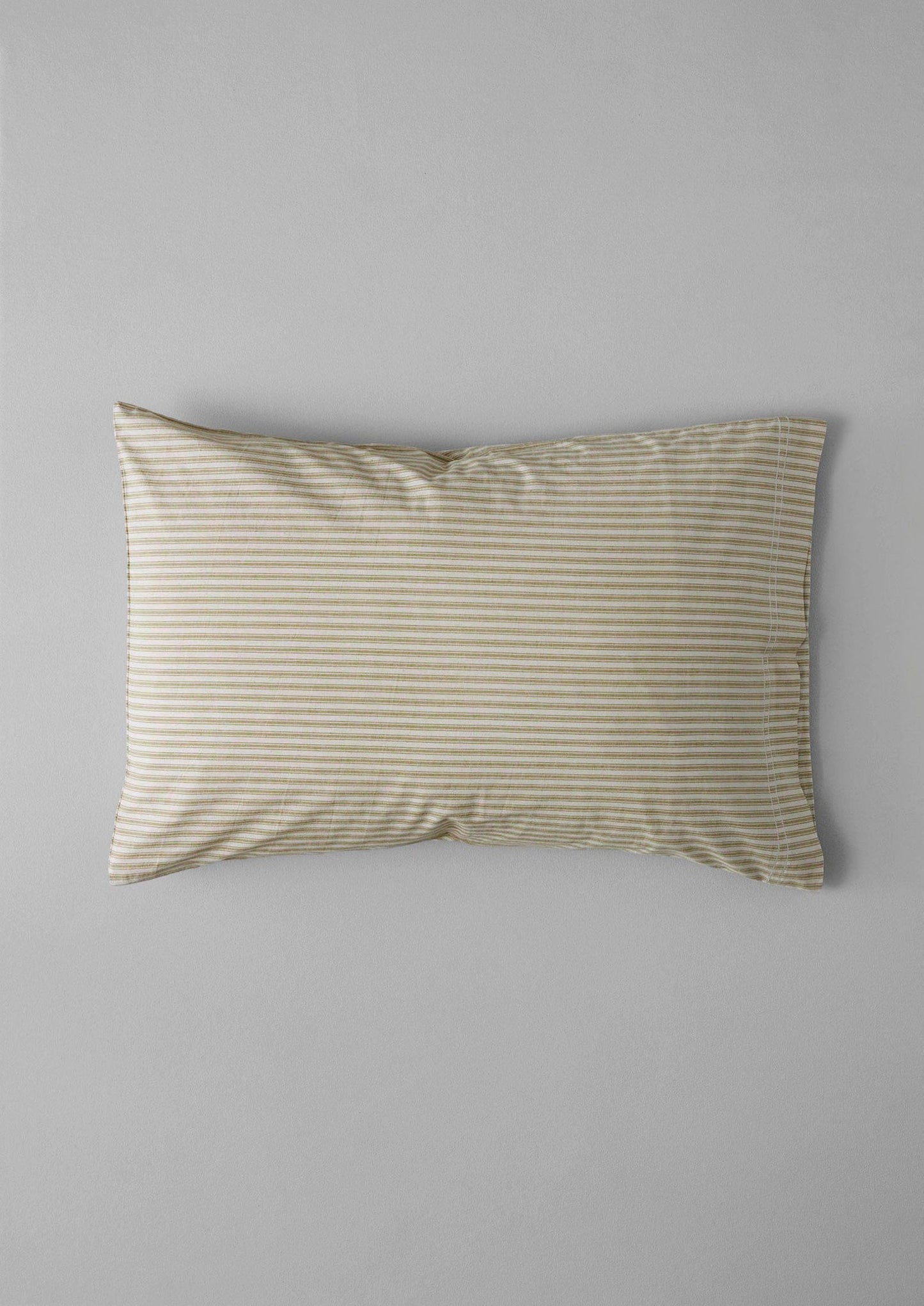 Ticking Stripe Cotton Housewife Pillowcase | Ecru/Straw