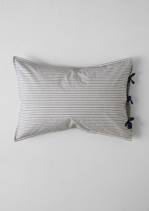 Pyjama Stripe Cotton Housewife Pillowcase | Navy/Ecru