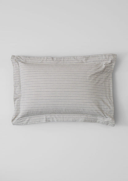 Pyjama Stripe Cotton Oxford Pillowcase | Navy/Ecru