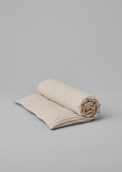 Ines Stripe Cotton Flannel Duvet Cover | Apricot/Soft Blue
