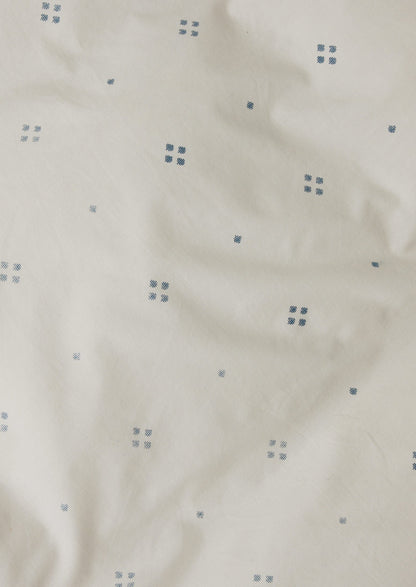 Rowan Print Cotton Poplin Duvet Cover | Ecru/Soft Blue