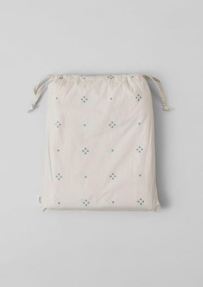 Rowan Print Cotton Poplin Duvet Cover | Ecru/Soft Blue