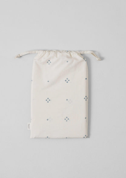 Rowan Print Cotton Poplin Housewife Pillowcase Set | Ecru/Soft Blue