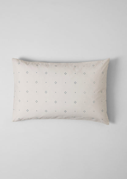 Rowan Print Cotton Poplin Housewife Pillowcase Set | Ecru/Soft Blue