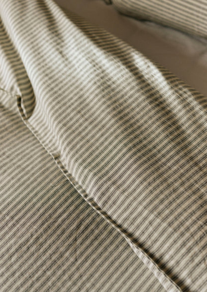 Ticking Stripe Cotton Duvet Cover | Ecru/Graphite