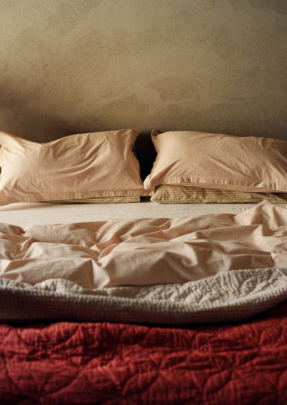 Soft Stripe Cotton Duvet Cover | Clay/Ecru