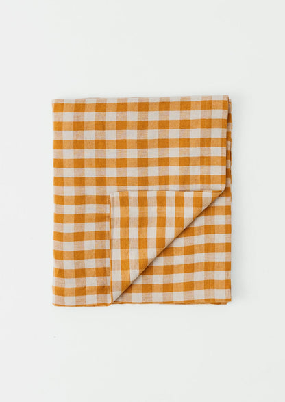 Orchard Check Linen Cotton Tablecloth | Mist/Cider