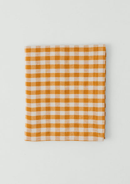 Orchard Check Linen Cotton Tablecloth | Mist/Cider